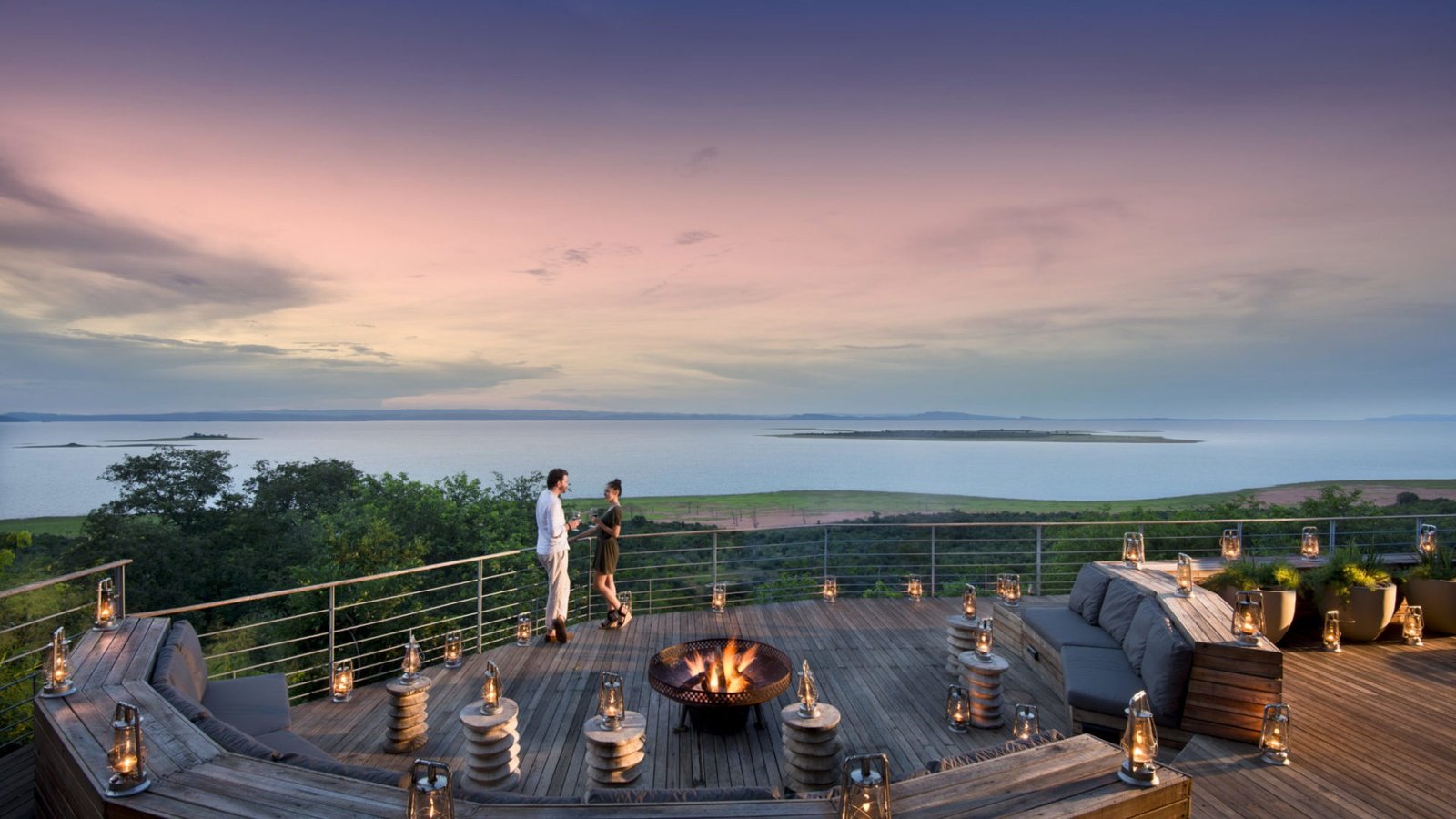Bumi Hills safari lodge fireplace view