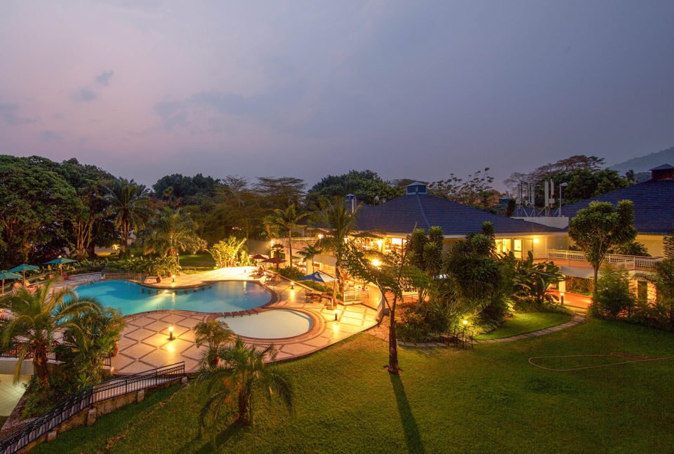 Aerial View of Lake Kivu Serena Hotel